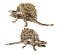 Ipetboom 2pcs Creative Brass Dinosaur Modeling Ornaments Sturdy Structure and Long Using Life, Vintage Style Garden Ornaments for New Year Or Study Decoration
