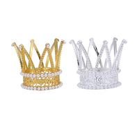 Ipetboom 2pcs Crown Ornament Decoration Stand Tiara Gold Topper Cake Lid Crown for Oh Bride Toppers Glitter Bridal Tiara Mini Tiara Crown Wedding Turntable Alloy
