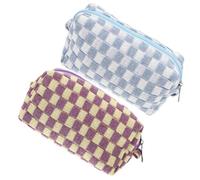 Ipetboom 2pcs Cute Makeup Bag Drawstring Checkered Cosmetic Bag Large Capacity Organiser Pouches for Women