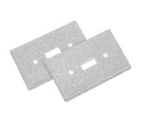 Ipetboom 2pcs Decorative Rhinestone Light Switch Cover Plates Silver Sparkly Wall Plate for Single Toggle Switches in Kitchen and Living Room