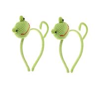 Ipetboom 2pcs Diy Hand-knitted Frog Headband Googly Eyes Animal Hair Accessory for Women Cute Big Eye Design for Costume Parties Makeup Skincare Spa