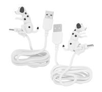 Ipetboom 2Pcs Dog Shaped USB Data Transmission Cable Fast Charging | White Plastic and Metal Build, Wide Compatibility Type-C Devices, Office and Home Use