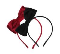 Ipetboom 2pcs Double-layer Velvet Bow Headbands for Women and Soft Comfortable Hair Accessories Minimalist Sweet Design for Everyday Office Dates and Special Events Wine Red Black