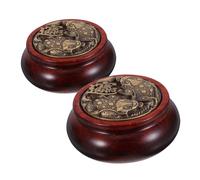 Ipetboom 2pcs Dual Sided Baoding Balls for Hand Massage and Strengthening Sandalwood with Brass Inlays Traditional Chinese Meditation Therapy Tool Collectible Relaxation Accessory for