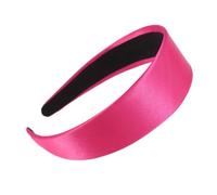 Ipetboom 2Pcs Elegant Solid Color Hair Hoops Creative Headdress for Women Wide Edge Satin Headbands Rosy for Parties Celebrations