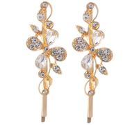 Ipetboom 2pcs Elegant Wedding Bobby Pins Hair Clips for Women with Crystal Alloy Material, Secure Fit and Decorative Floral Design, Hair Accessories for Bride Photography Or Performance