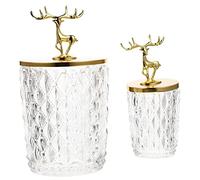 Ipetboom 2Pcs Elk Design Sealed Glass Canisters Airtight Tea and Candy Storage Jars for Home Office Multi Functional Kitchen Organizer for Spices Jewelry and Dried Foods