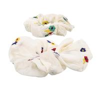Ipetboom 2pcs Embroidered Flower Hair Scrunchies Large Elastic Hair Bands for Women Soft Comfortable Ponytail Holders for Daily Use Special Occasions