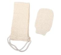 Ipetboom 2pcs Exfoliating Back Scrubber Gloves Set Soft Bath Mitts for Skin Cleaning Gentle Shower Towel for Men and Women Beige Color Comfortable and Portable for Home Travel