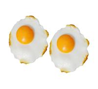Ipetboom 2pcs Fake Fried Egg Realistic Imitation Food Models for Play Educational Kitchen Display Props Lightweight Prank and Photography Accessories