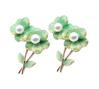 Ipetboom 2pcs Flower Pearl Brooch for Women Enamel Pin Fashion Brooch Women Hair Pins Light Weight for Conference Festival