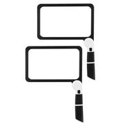 Ipetboom 2pcs Folding LED Reading Magnifiers for Seniors, Black Rectangular Handheld Illuminated Page Magnifiers, Portable Foldable Magnifying Tools for Book Reading and Low Vision