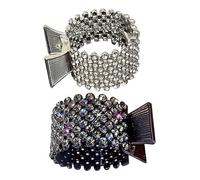Ipetboom 2pcs Full Rhinestone Ponytail Claw Clips Silver and Black Hair Holder Clips for Thick and Long Hair Women Girls