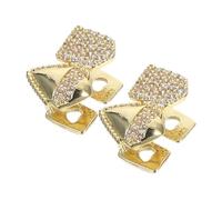 Ipetboom 2pcs Full Zirconia Rhinestone Vampire Fang Tooth Grills with Smooth Mirror Finish for Men and Women Easy to Wear Halloween Costume Jewelry Hip Hop Rapper Teeth Caps for Cosplay