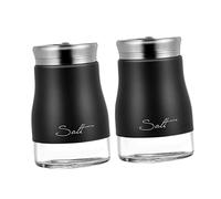 Ipetboom 2Pcs Glass Seasoning Shakers with Stainless Steel Lids Kitchen Salt and Pepper Dispensers Premium Glass Material Fine Mesh for Precise Sprinkling Suitable for Restaurants and Home