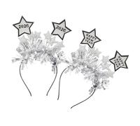 Ipetboom 2pcs Glitter Five Pointed Star Headband with Happy Year Design Comfortable Holiday Hairband for Adults and Reusable Festive Party Accessory for Multi Scene Celebration