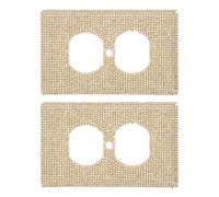 Ipetboom 2pcs Golden Rhinestone Electric Socket Covers, Decorative Wall Plate Outlet Covers with Sparkle Bling Crystal, Suitable for Light Switches and Electrical Receptacles in Home Decor