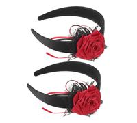 Ipetboom 2pcs Gothic Rose Headdress Hairband for Halloween Cosplay Ghost Bride Headpiece with Floral Decoration Stable Fit and Comfortable Wear for Parties and Day Dead Events