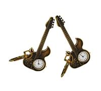Ipetboom 2pcs Guitar Watch Key Holder Mini Digital Pocket Watch Guitar-Themed Keychain for Music Enthusiasts