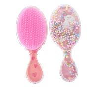 Ipetboom 2Pcs Hair Comb Unicorn Confetti Glitter Detangler Brush with Soft Cushion for All Hair Types Gentle Massage Comb for Heart Shaped Flamingo Design