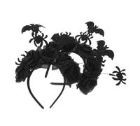 Ipetboom 2pcs Halloween Gothic Rose Headbands with Bat and Spider Details Lightweight Comfortable Fit Floral Crown for Women Day Dead Cosplay Party Hair Accessories