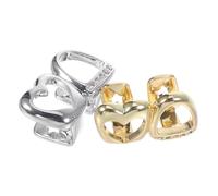 Ipetboom 2pcs Heart Bling Rhinestones Tooth Jewelry for Women Men Gold Silver Tooth Ornaments Secure Fit Hip Hop Mouth Grills for Halloween Cosplay Festival Accessories