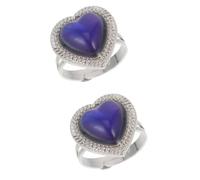 Ipetboom 2pcs Heart Gemstone Ring Adjustable Color Changing Emotion Ring for Unisex Stylish Temperature Sensitive Jewelry for All Occasions Unique Heart Shaped Design for Distinctive Style