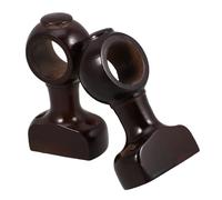 Ipetboom 2pcs Heavy Duty Wooden Curtain Rod Brackets Wall and Ceiling Mount Holders for Single Double Rods Stable Support for Living Bathroom Bedroom Elegant Decorative Wood Pole Fittings