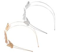 Ipetboom 2Pcs Hollow Butterfly Headband Elegant Gold Alloy Tiara for Brides Prom and Special Occasions Timeless French Inspired Hair Accessory for Spring Summer Events