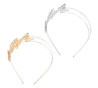 Ipetboom 2pcs Hollow Butterfly Headband Gold Silver Wire Hair Crown Decorative Boho Wedding Headpiece for Women Girls Prom Party