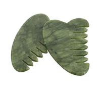 Ipetboom 2pcs Jade Scalp Massage Comb Lightweight Facial Hair Scratcher Tool for Skincare Absorption and Natural Green Gua Sha Massage Tool for Hair and Face