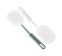 Ipetboom 2Pcs Long Handle Cleaning Brush with Scouring Pad Bathroom and Toilet Scrubber for Bathtub and Wall Cleaning Gray and White