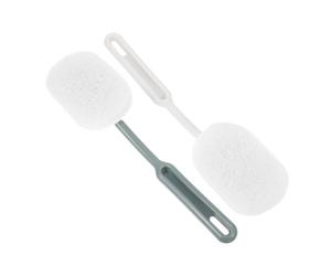 Ipetboom 2Pcs Long Handle Cleaning Brush with Scouring Pad Bathroom and Toilet Scrubber for Bathtub and Wall Cleaning Gray and White