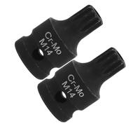 Ipetboom 2pcs M14 Triple Square Brake Caliper Socket Bit Remover Tool Set, Impact Driver Stubby Low Profile Spline Sockets for Brake Maintenance and Repair