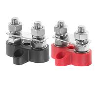 Ipetboom 2pcs M8 Stainless Steel Battery Power Terminal Posts Dual Studs Black Red for 48v Automotive Rv Marine Battery Junction Blocks