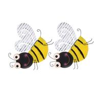 Ipetboom 2pcs Metal Bee Wall Art Sculptures with Anticorrosion Coating Iron Wall Mounted Decor for Garden Patio Living Easy Hanging Vintage Honeycomb Ornament for Outdoor and Home