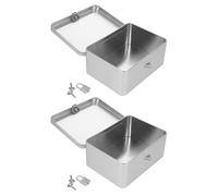 Ipetboom 2pcs Metal Rectangular Storage Box Lockable Desktop Organizer with Padlock and Keys Silver Chic Vintage Design for Workspace and Souvenirs