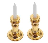 Ipetboom 2pcs Mini Candleholder Model Mini Candlestick Toy for Dollhouse for Boys and Girls DIY Toy in Small Candles Scene