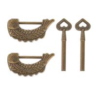 Ipetboom 2pcs Mini Vintage Padlocks with Keys, Retro Rustproof Decorative Suitcase and Jewelry Box Security Locks, Old-Style Small Copper Hanging Padlocks for Furniture and Travel Cases