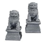 Ipetboom 2Pcs Miniature Guardian Lion Statues for Bonsai Decorations Lion Figurines for Micro Landscape Plant Pot Desktop Ornament Chinese Style Garden Accessories for Home and Front Door