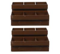 Ipetboom 2pcs Miniature Vegetable Fruit Rack, Plastic Mini Shelf Model for Dollhouse Kitchen Decor, Brown Mini Supermarket Stand for Fruit and Vegetable Display