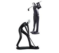 Ipetboom 2pcs Modern Resin Golf Player Sculpture Minimalist Sports Figure Ornaments for Home Office Eco Friendly Decorative Art Vivid Desktop Adornment