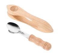 Ipetboom 2pcs Musical Spoon with Wooden Handle Montessori Music Percussion Spoons Musical Instrument Heritage