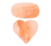 Ipetboom 2pcs Natural Mineral Salt Soap Bars for Body and Face Exfoliation, Hand-polished Heart Oval Himalayan Salt Massage Stones, Unscented Natural Bathing Soap for Men and Women Spa Use