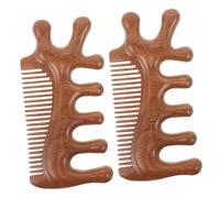 Ipetboom 2pcs Natural Sandalwood Scalp Massager Comb Ergonomic Hair Comb for Women with Smooth Edges Multiuse Gua Sha Tool for Face Neck Eye Massage Promotes Relaxation and Hair Health