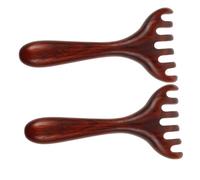Ipetboom 2pcs Natural Wood Six-Claw Head Scalp Massager with Long Handle for Full Coverage Precise Pressure Point Stimulation and Foot Back Massage Manual Meridian Massage Combs for Spa