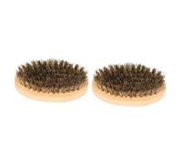 Ipetboom 2pcs Oval Boar Bristle Beard Brush Beech Handle Men Grooming Tool for Facial Hair Care Natural Hair Texture Improvement and Scalp Massage