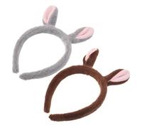 Ipetboom 2pcs Plush Horse Ears Headband Set for - Soft Grey and Brown Animal Hair Accessories for Cosplay, Holiday Parties, Christmas and Halloween Photo Props