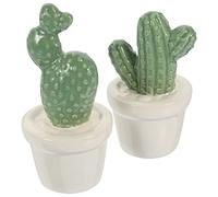 Ipetboom 2pcs Porcelain Cactus Figurine Adorable Desktop Cactus Decor for Home and Garden Miniature Craft Ornaments for Cheerful Atmosphere for Indoor and Outdoor Decoration