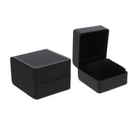 Ipetboom 2Pcs Portable Jewelry and Watch Cases Matte Black PU Leather Convenient Storage Box with Soft Pillow for Home and Jewelry Shop Display